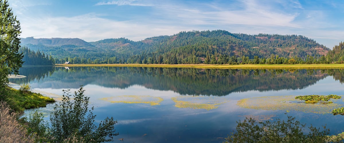 Travel on the Saint Joe River Scenic Byway in Idaho - Panorama of Turtle Lake from the Saint Joe River Road Near Saint Maries Idaho-2