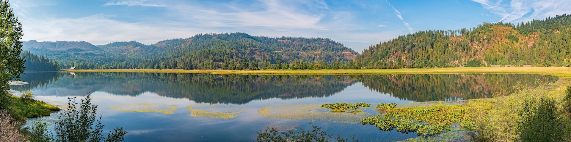 Travel on the Saint Joe River Scenic Byway in Idaho - Panorama of Turtle Lake from the Saint Joe River Road Near Saint Maries Idaho-2