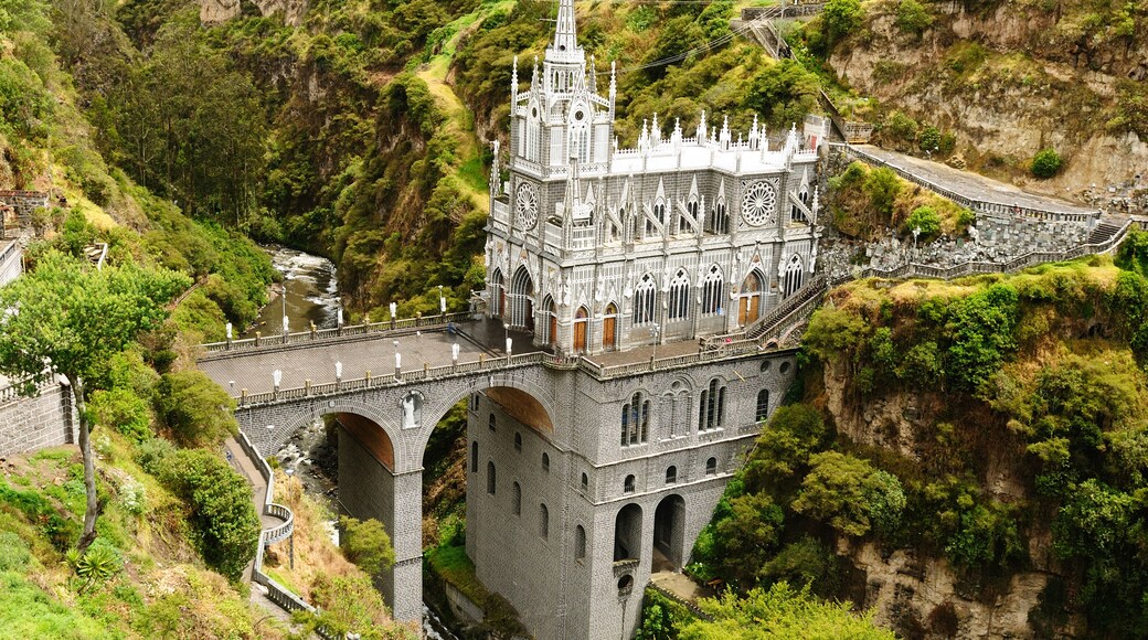 Colombia, church of Las Lajas built between 1916 and 1948 is a popular destination for religious believers from all part of Latin America, topographically the most beautiful in the world