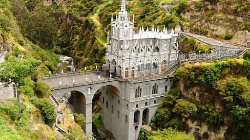 Colombia, church of Las Lajas built between 1916 and 1948 is a popular destination for religious believers from all part of Latin America, topographically the most beautiful in the world