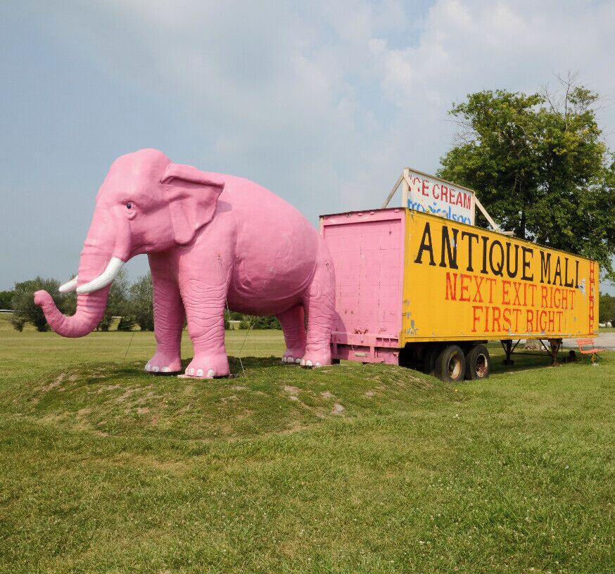 Mini Takes the States 2014 Road Rally St. Louis to Chicago Leg: 

OMG.... This place is a roadside bonanza ! 
 Flying saucer house, muffler man, giant pink elephant, twistee treat building and all that is just in yard... go inside for vintage cool stuff overload. Have some ice cream and browse. 

#MTTS2014 #minitakesthestates #go11 #vintage