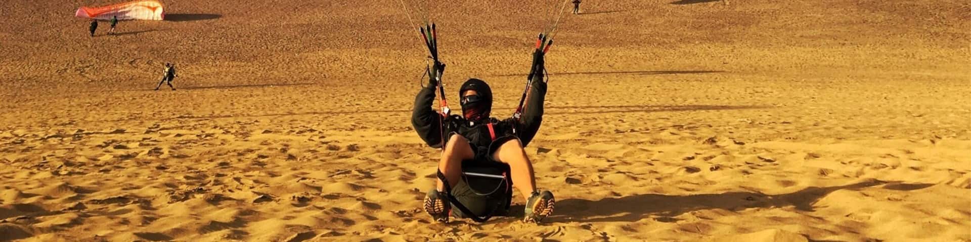 Paragliding at Palo Buque in the evening.