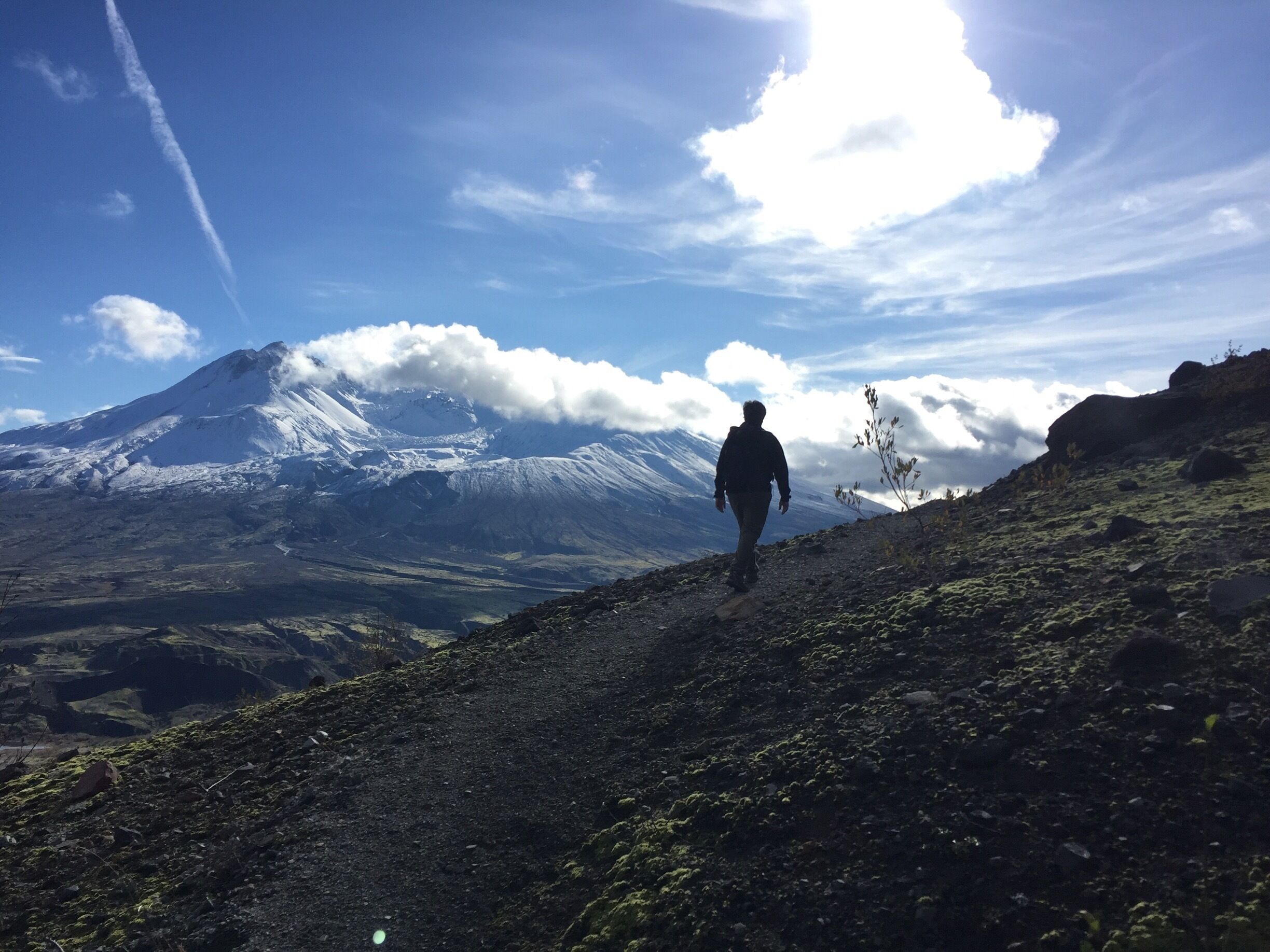 Perhaps the most breathtaking hike I've ever done. The level trail wraps around the rim of the valley north of Mt St Helens.  Add in clear sky, 40 degrees, and an old buddy to walk with.... Good day on planet Earth. 