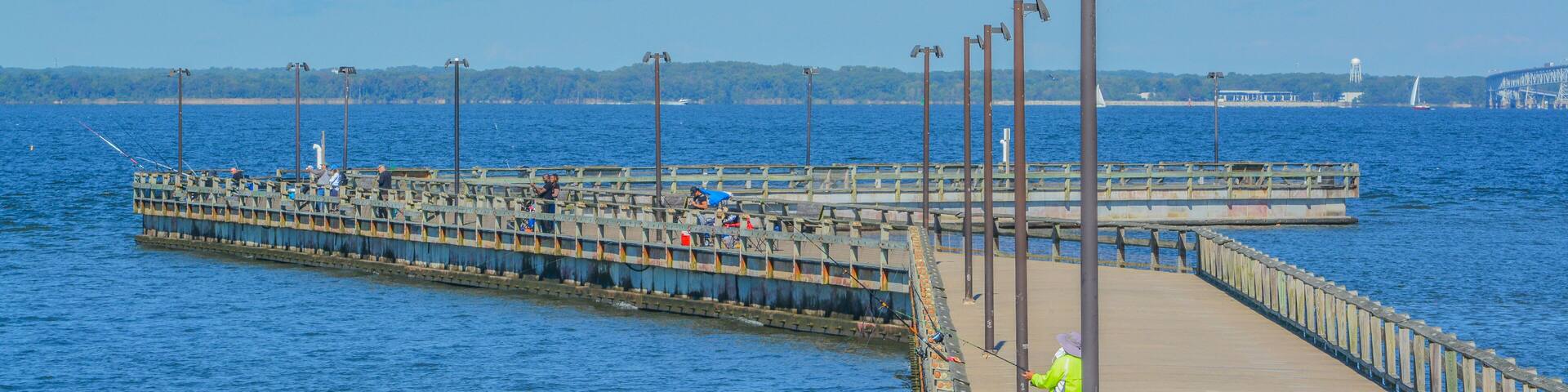 Matapeake Fishing pier on the Chesapeake Bay in,Stevensville, Queen Anne's County, Maryland