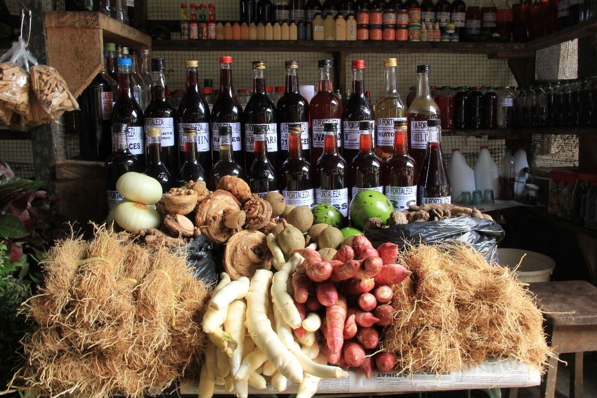 Belén #market (inside the barrio de Belén, a suburb of Iquitos) is probably the most interesting market I visited in the whole of Peru.  As well having the usual (and some of the more unusual) fruits, vegetables, fish, and meats for sale, Belén is where you'll find an abundance of natural products from the nearby Amazon jungle.  These are either for sale in their organic state or had been made into various different medicines, tonics, and potions.  As this is a poor area and rife with thieves and pickpockets, I would recommend taking a guide - especially if you plan to take photographs (and personally, I think it would be a crying shame not to)

Read more about Belén market here:
http://galloparoundtheglobe.com/life-water-exploring-floating-shantytown-belen/