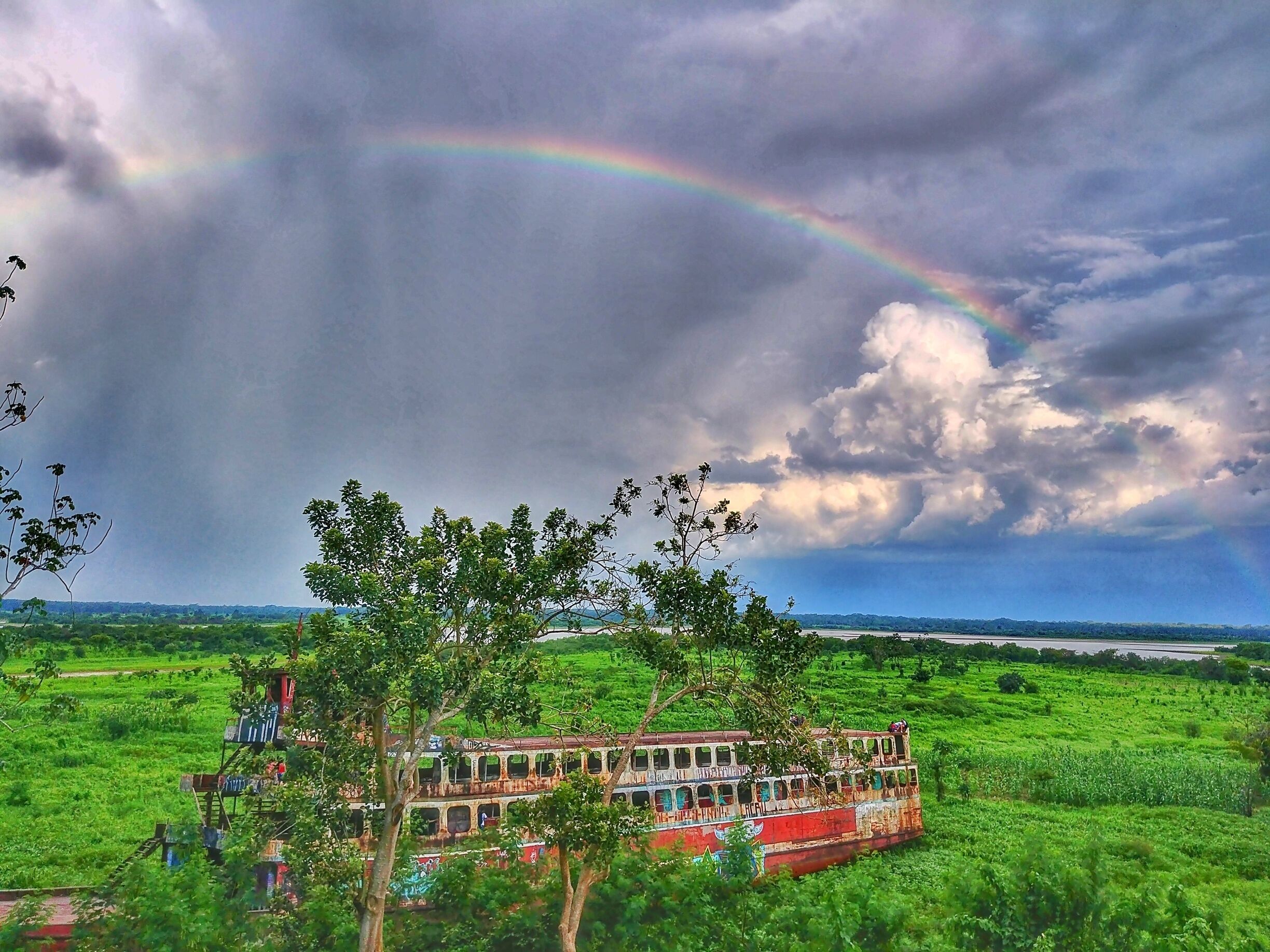 Amazon River... #iquitos #peru #amazon #amazonriver #nature #sky #clouds #rainbow #boat #river #southamerica #amazonas #travel #amazonjungle #adventure #iloveit #landscape