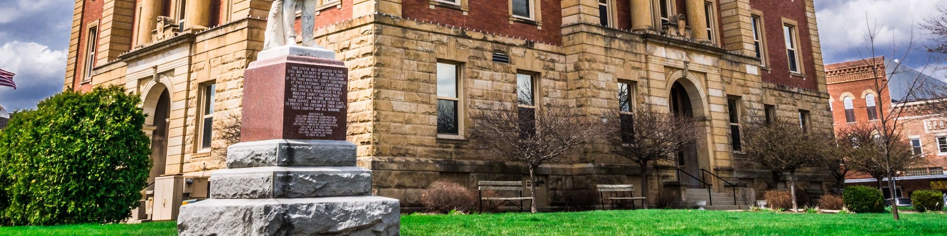 Vintage historic courthouse small town Sullivan Illinois Midwest USA