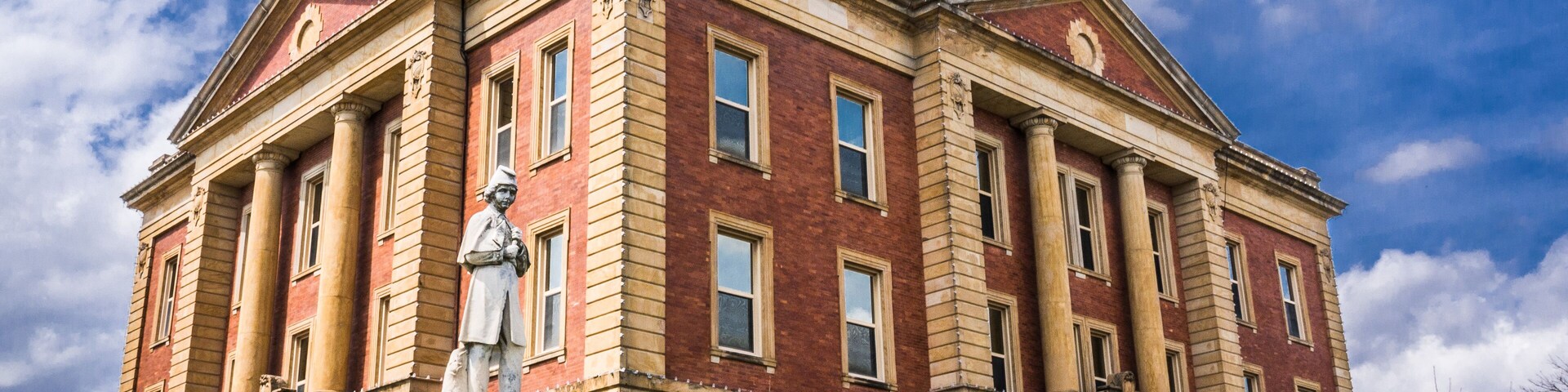 Vintage historic courthouse small town Sullivan Illinois Midwest USA