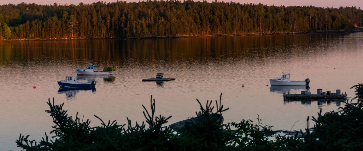 Sullivan Harbor at Twilight, Frenchman Bay, Downeast Maine, Lobster Boats