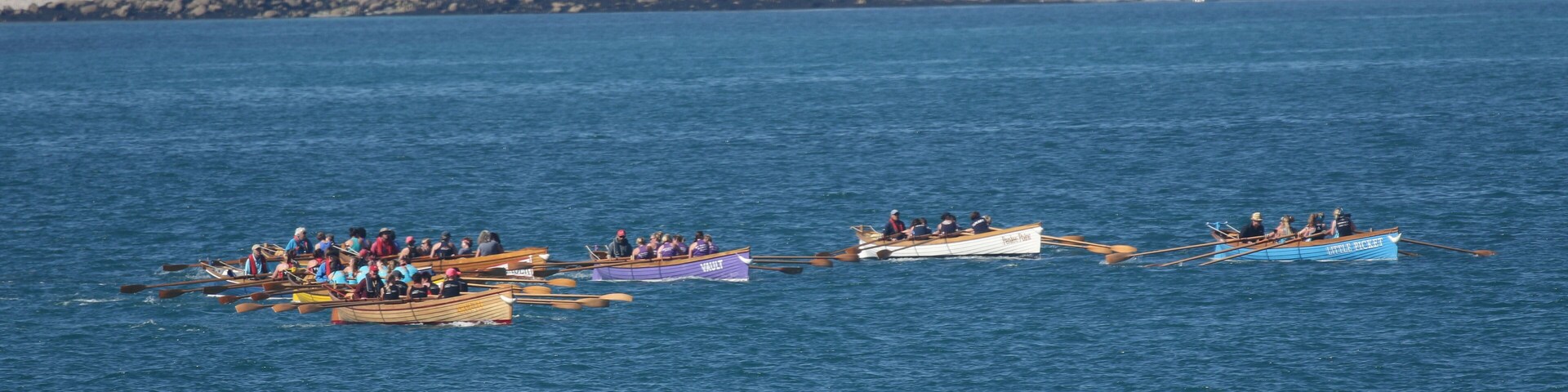 At the World Pilot Gig Championships. Pilot Gigs include Arveth, Morlader, Vault, Penlee Point and Little Picket