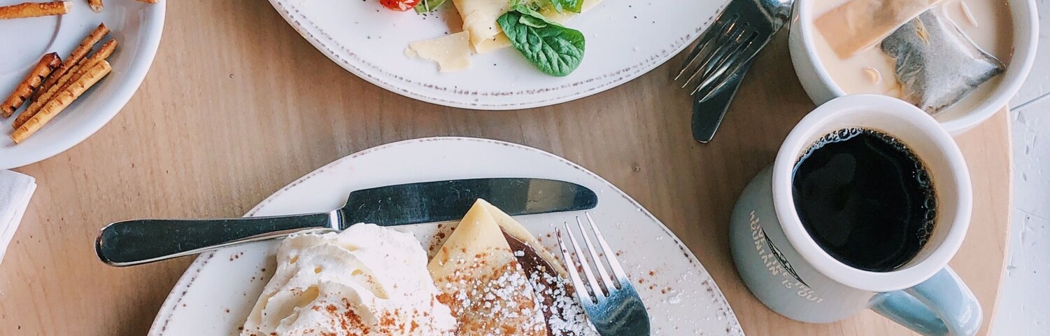 Cool little spot with delicious coffee, tea, and sweet and savory crepes. If you're ever in the area, I highly recommend stopping by for a quick bite. I also really like their slogan "Live like the mountain is out". You can't see it but it's on their mugs as well as it's painted on their side wall outside of the cafe.