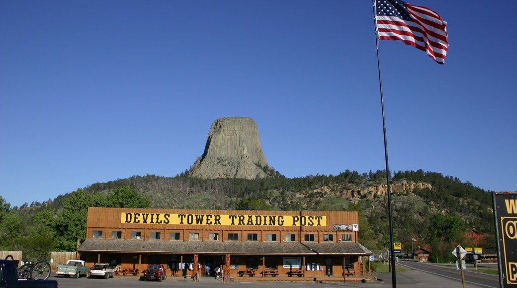 Wyoming which includes street scenes, mountains and signage