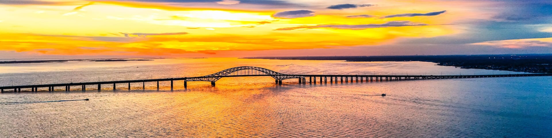 Robert Moses Causeway Bridge over the Great South Bay Sunset West Islip, NY