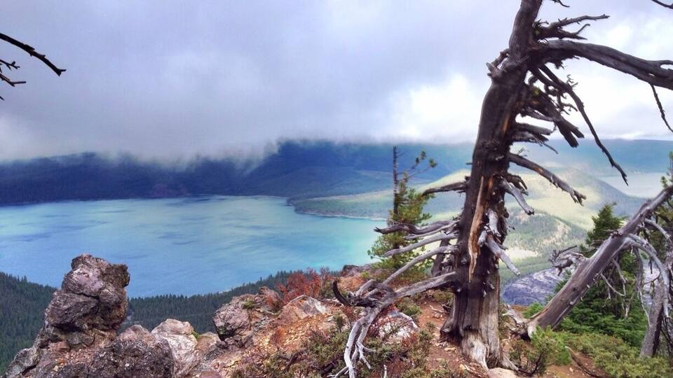 Paulina Lake is actually a volcanic crater and at 249 feet, one of the deepest. Taken from Paulina Peak over 7200 feet elevation.