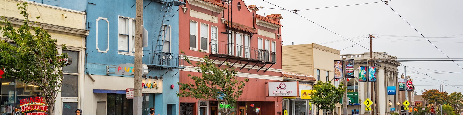 Sunset District featuring a small town or village