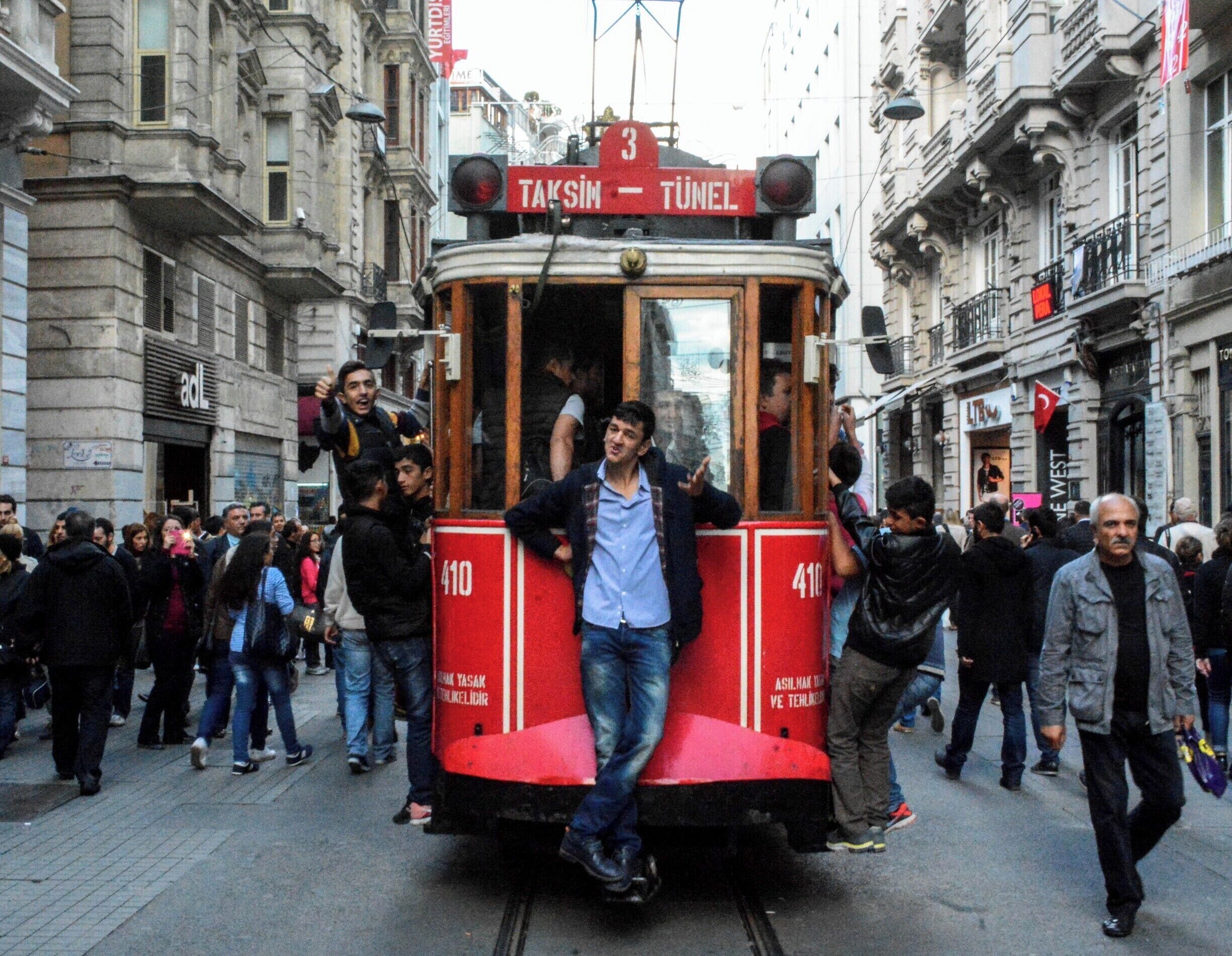 Istiklal Caddesi was long the main traffic thoroughfare through the Beyoglu District of Istanbul. In the 1990s, it was transformed into a long pedestrian street with a nostalgic streetcar line placed down the center. The street is busy with shoppers and pedestrians every day of the week.