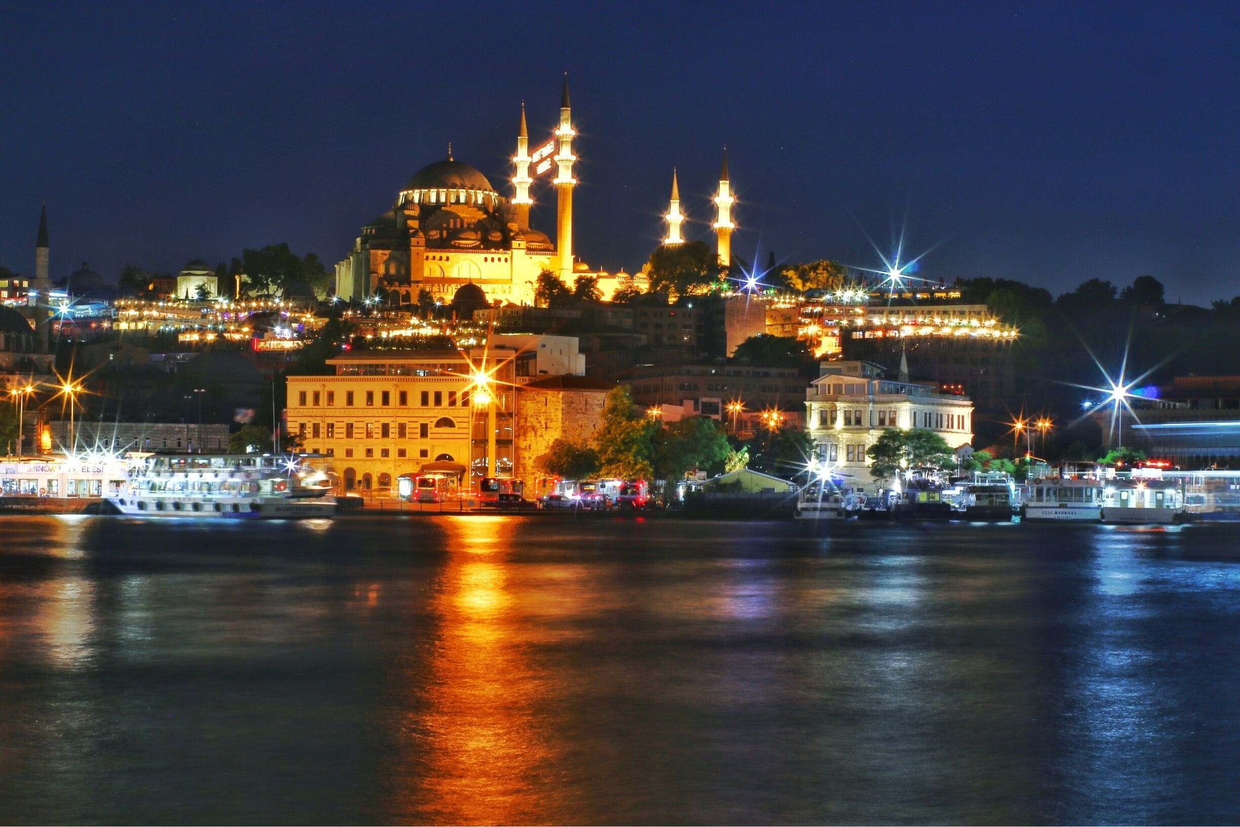 View of Suleymanie Cami over Galata Bridge.