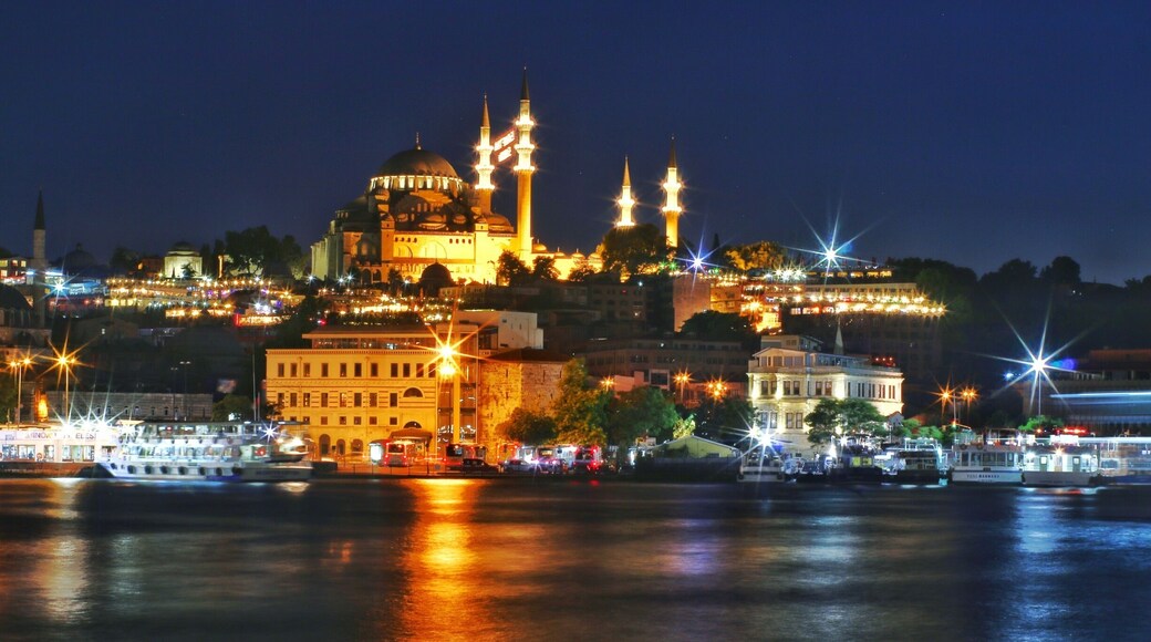 View of Suleymanie Cami over Galata Bridge.