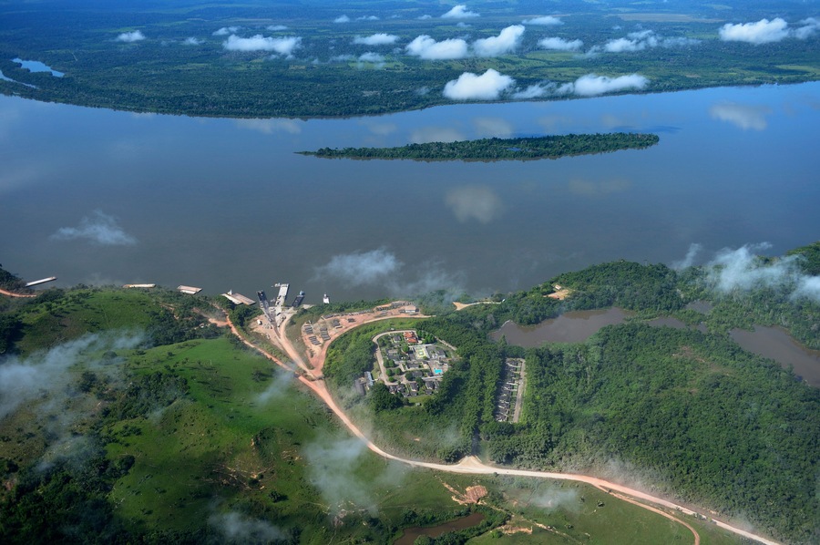 Brazil, Para, Itaituba, harbor used for illegal timber export
