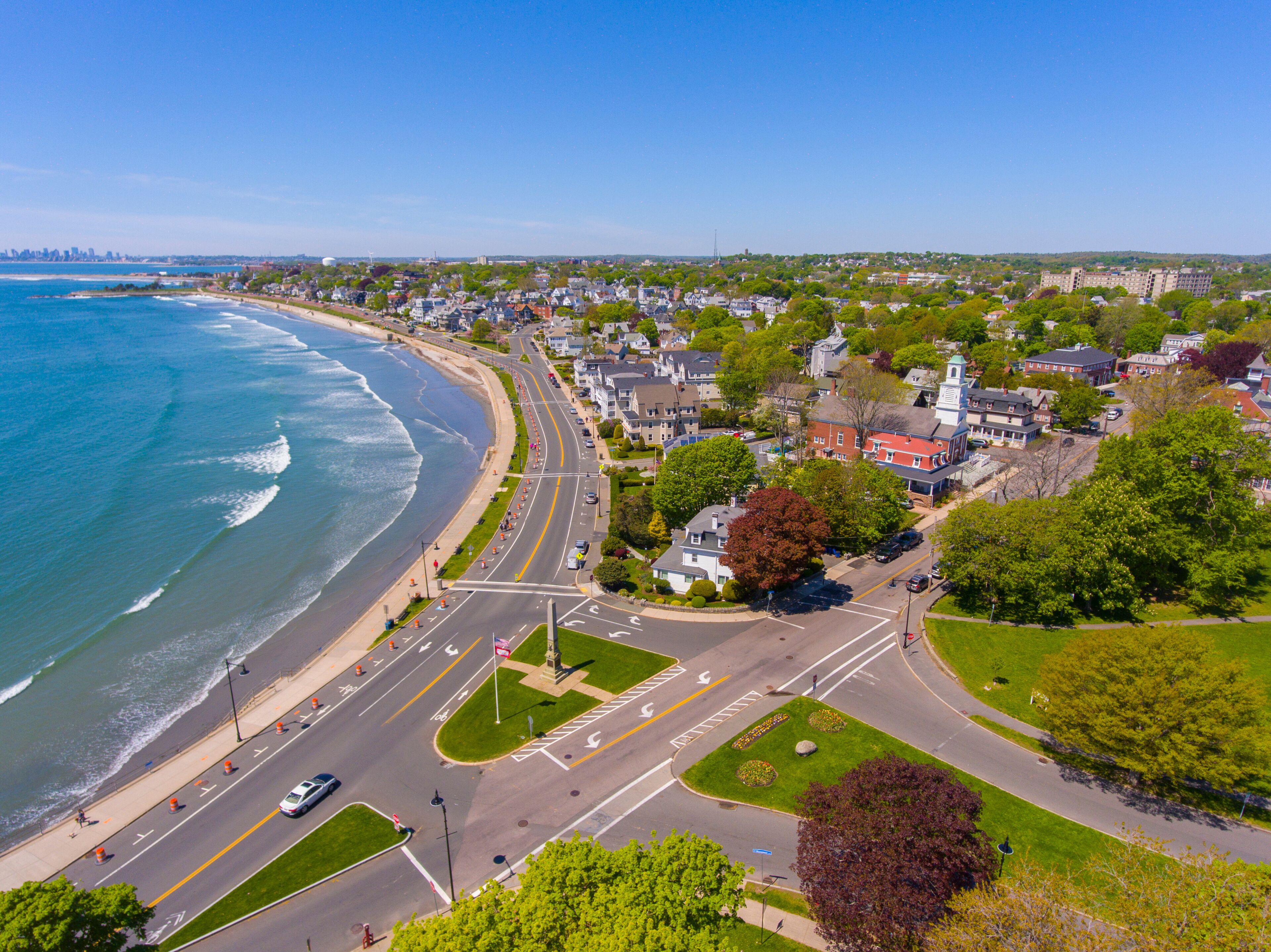 Swampscott coast aerial view at Black Wills Cliff in town of Swampscott, Massachusetts MA, USA. 
