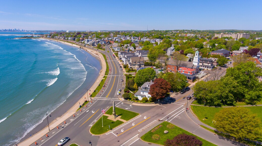 Swampscott coast aerial view at Black Wills Cliff in town of Swampscott, Massachusetts MA, USA.