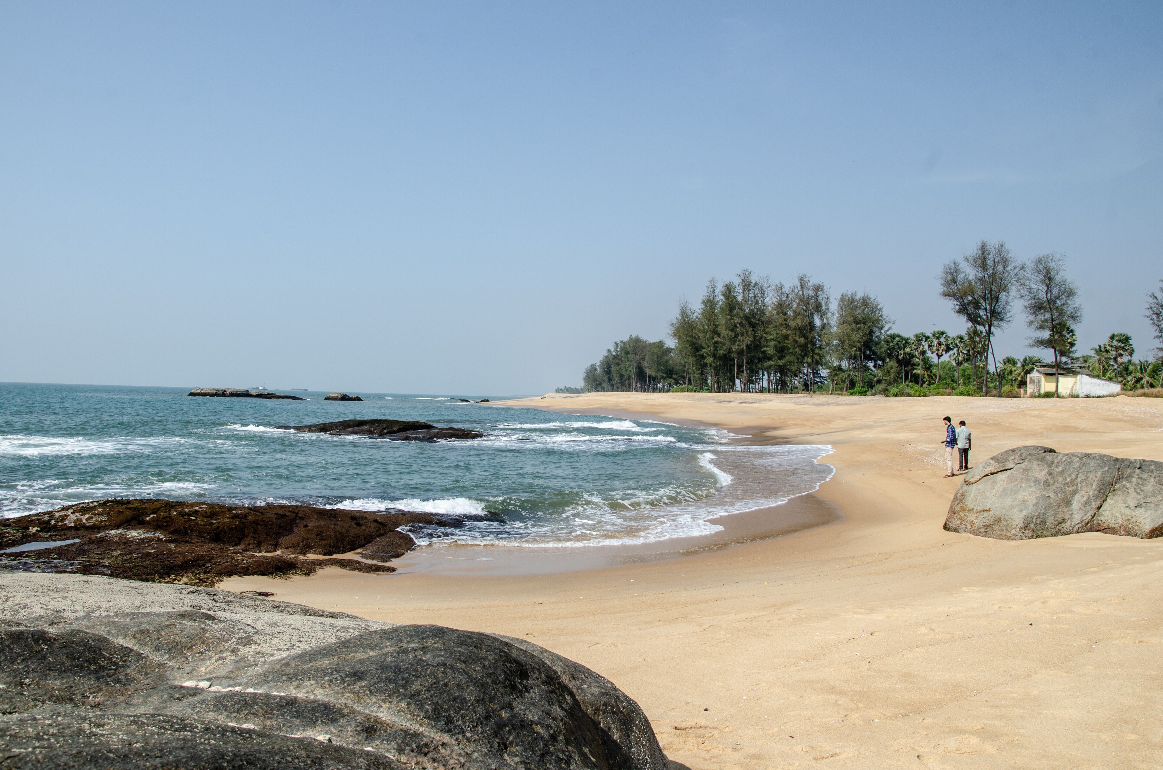 Beautiful scene of the rocky beach of Someshwar, Mangalore, Karnataka, India