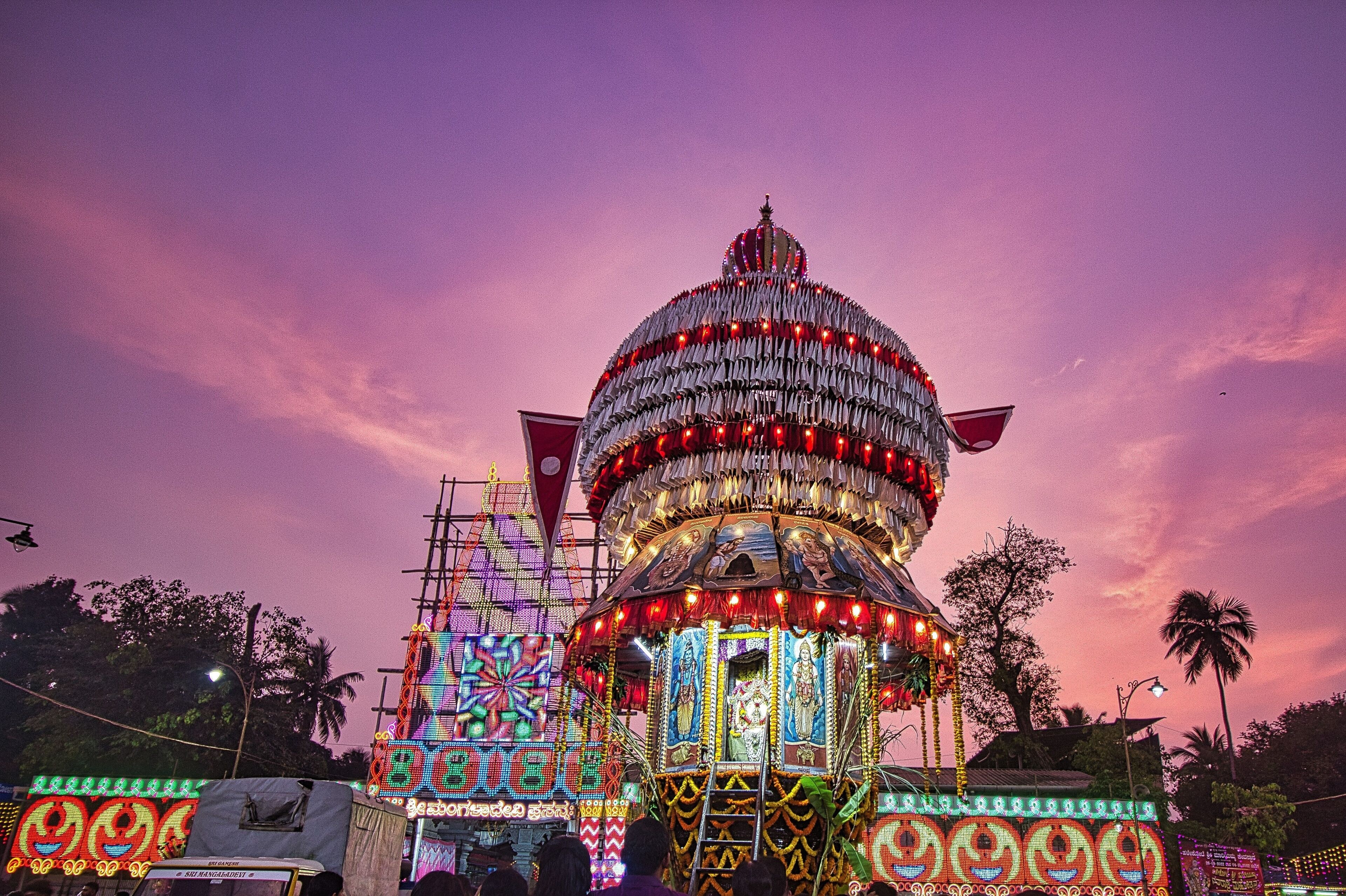 Dussehra celebrations, Beautiful evening, Mangaladevi Temple, Mangalore, Karnataka, India 