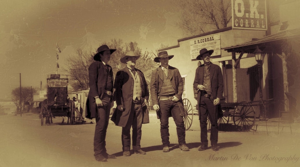 On October 26, 1881 around 3 p.m., the Earps and Holliday spotted the five members of the Clanton-McLaury gang in a vacant lot behind the OK Corral, at the end of Fremont Street. The famous gunfight that ensued lasted all of 30 seconds, and around 30 shots were fired. Though it’s still debated who fired the first shot, most reports say that the shootout began when Virgil Earp pulled out his revolver and shot Billy Clanton point-blank in the chest, while Doc Holliday fired a shotgun blast at Tom McLaury’s chest. Though Wyatt Earp wounded Frank McLaury with a shot in the stomach, Frank managed to get off a few shots before collapsing, as did Billy Clanton. When the dust cleared, Billy Clanton and the McLaury brothers were dead, and Virgil and Morgan Earp and Doc Holliday were wounded. Ike Clanton and Claiborne had run for the hills.
Sheriff John Behan of Cochise County, who witnessed the shootout, charged the Earps and Holliday with murder. A month later, however, a Tombstone judge found the men not guilty, ruling that they were “fully justified in committing these homicides.” Even though this place is a bit touristy, if you enjoy history and the stories of the "wild west" I truly encourage you to visit!