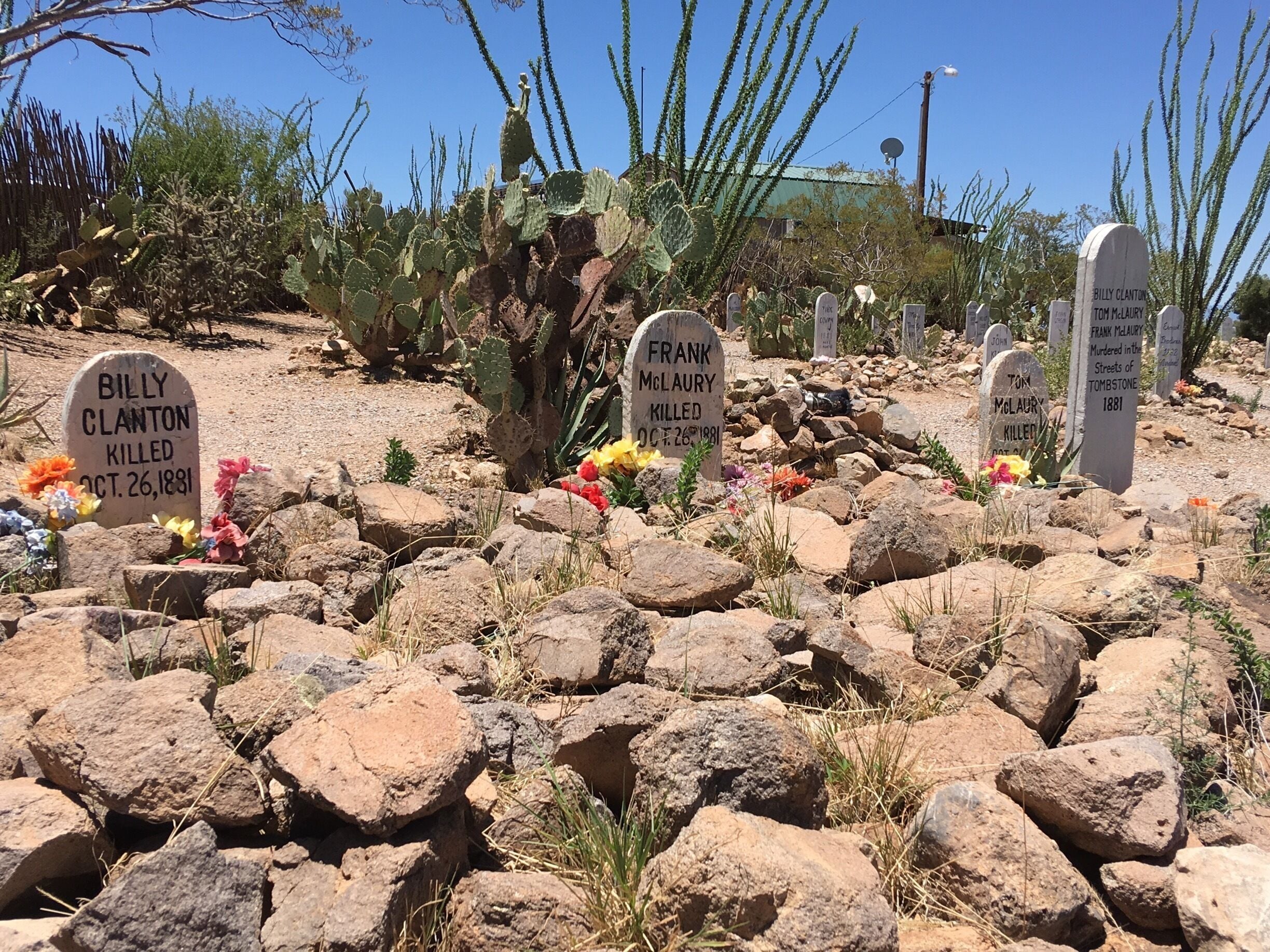 Rhe final resting place of the Clanton brothers, killed by Doc Holliday and the Earps at the O.K. Corral