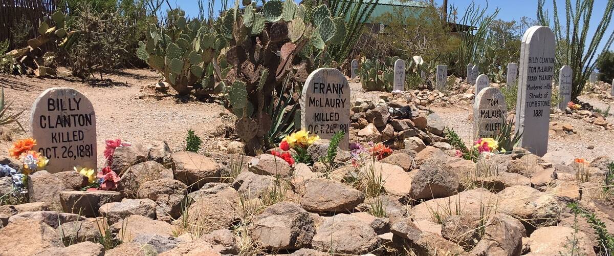 Rhe final resting place of the Clanton brothers, killed by Doc Holliday and the Earps at the O.K. Corral