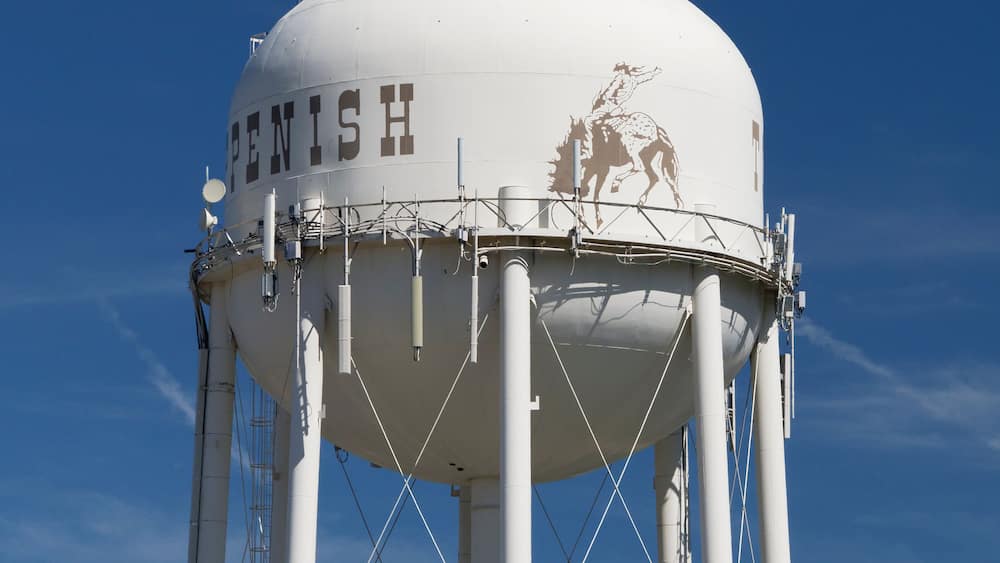 Water tower in the city of Toppenish in the Yakima Valley of Central Washington State