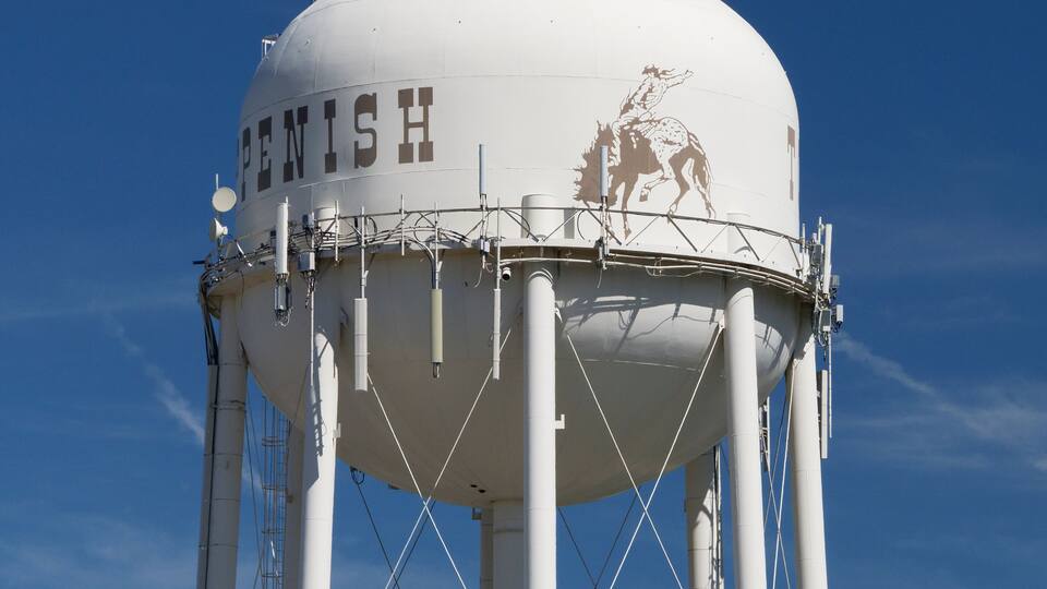 Water tower in the city of Toppenish in the Yakima Valley of Central Washington State