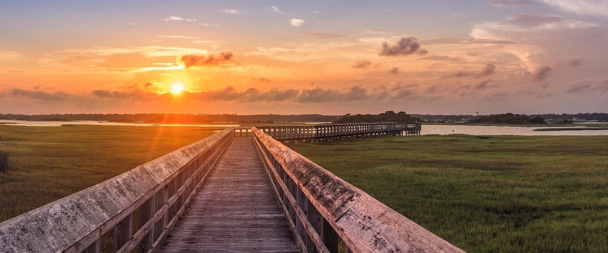 The Kenneth L Batts park has a new walkway on the island that extends across the marsh and to the intracoastal waterway. It is a perfect place to walk out and see the sunset.