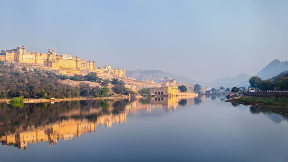 Panorama of Amer (Amber) fort, Rajasthan, India