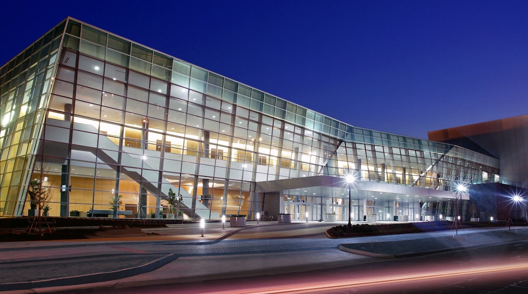 Jackson showing modern architecture, a city and night scenes