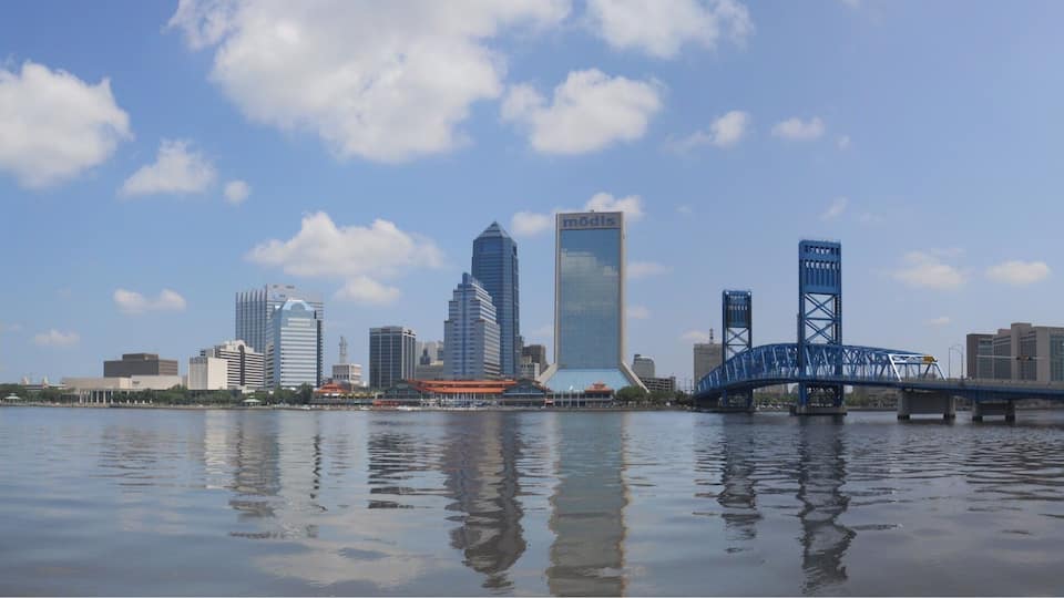 View of the Jacksonville skyline from across the St. John's River.