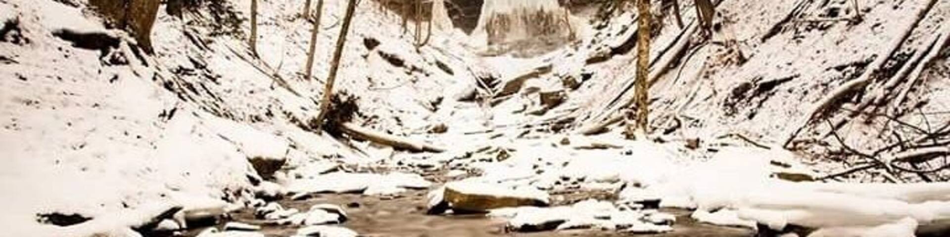 Tinker falls with a touch of snow