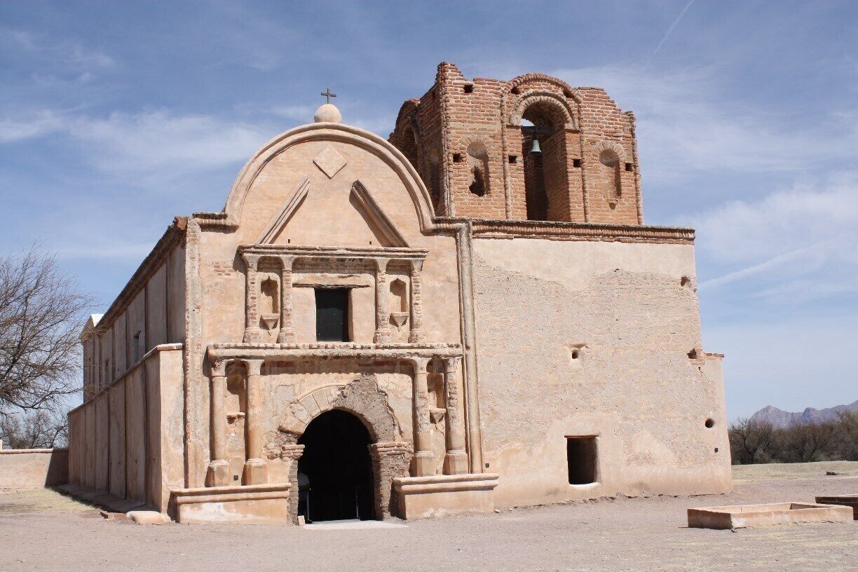 This is the Mission San Jose de Tumacacori in AZ. Although most of this building dates to the 1800's, it was originally established in 1691!