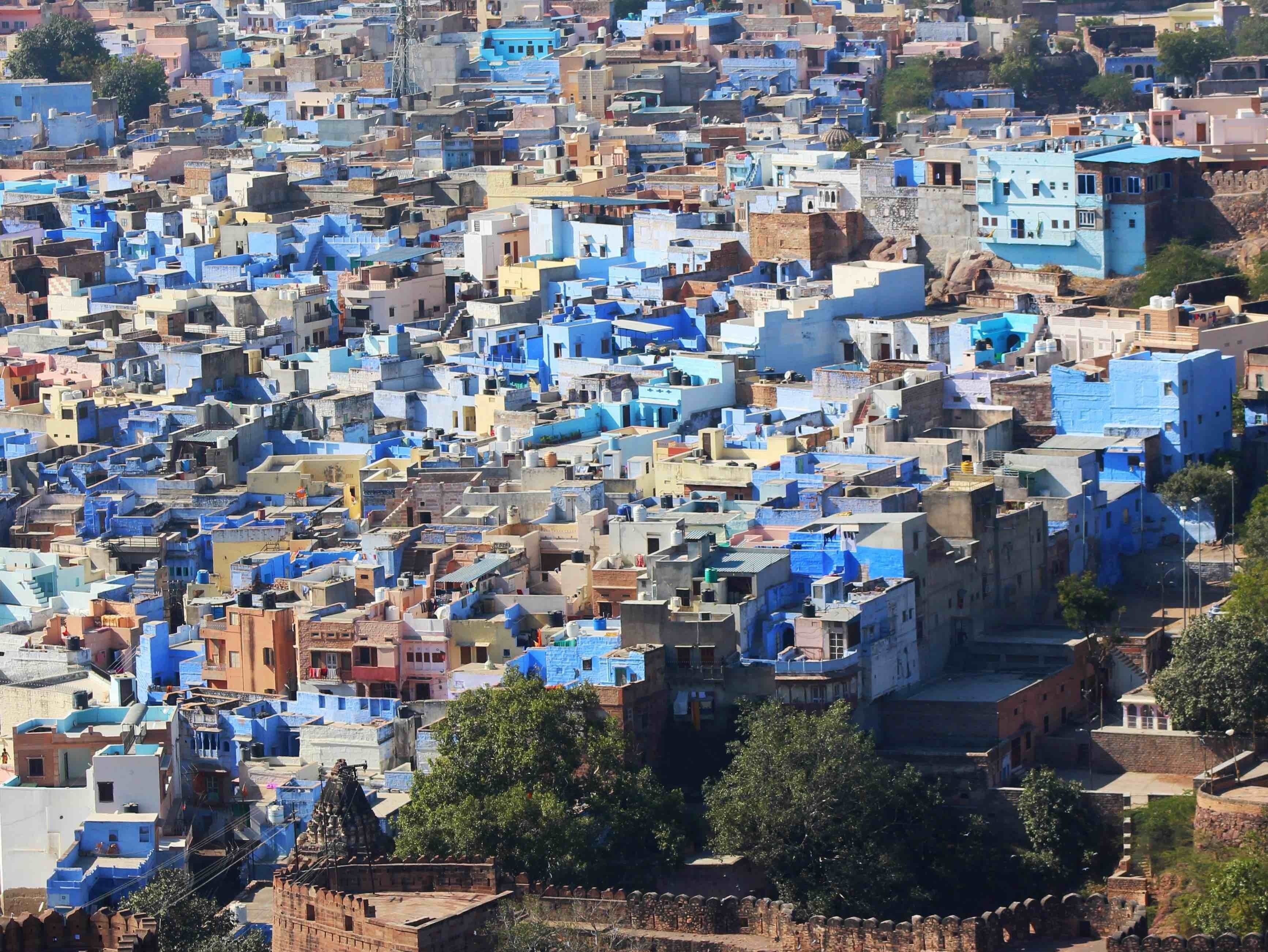 The Blue City is India. Lots of cute blue buildings in the old city. Apparently the buildings are painted blue to keep them cool and keep the bugs away.
