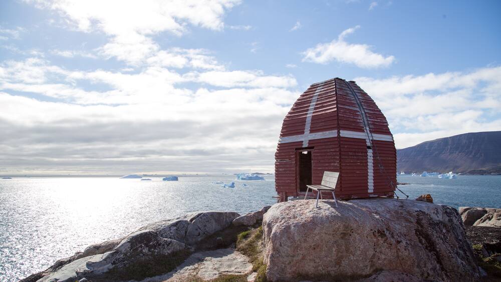 Whale watching tower in Qeqertarsuaq, Greenland