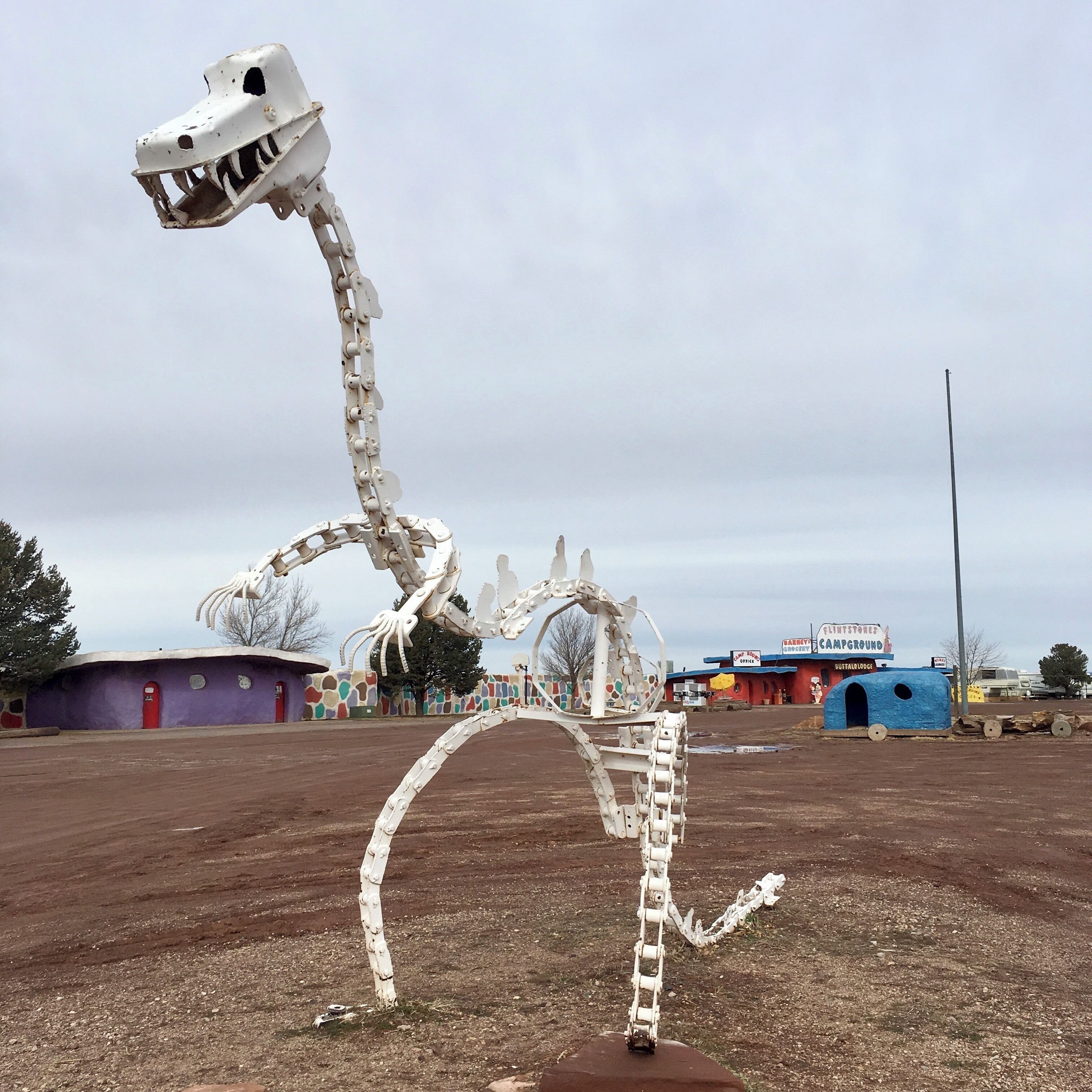 As we were leaving the Grand Canyon to head back home to California, this structure caught our eye.  Sadly, The Flintstones Bedrock City has closed since this photo was taken 2 years ago.  Raptor Ranch is the birds of prey attraction that will be replacing this prehistoric park. #OnTheRoad