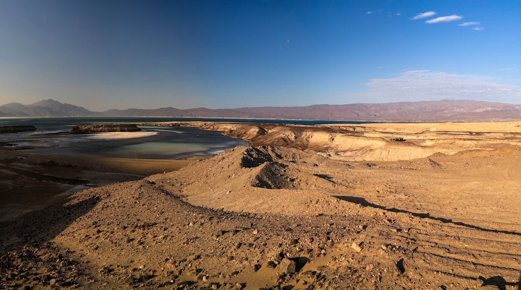 Panorama of Crater salt lake Assal, Djibouti