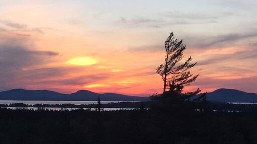 The view looking back into the Camden area from Vinalhaven, ME