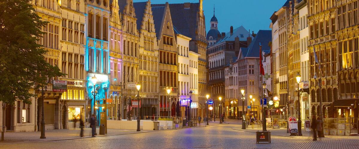A historic European square with ornate buildings and cobblestone streets.