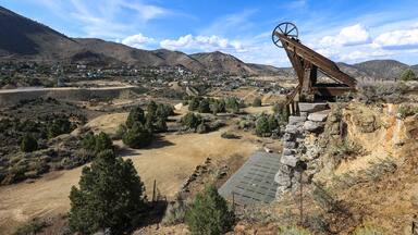 VIRGINIA CITY, NEVADA, UNITED STATES - May 18, 2018: Combination Mine headframe