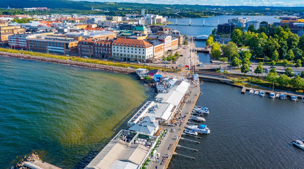 Panorama view of port at Swedish town Jönköping