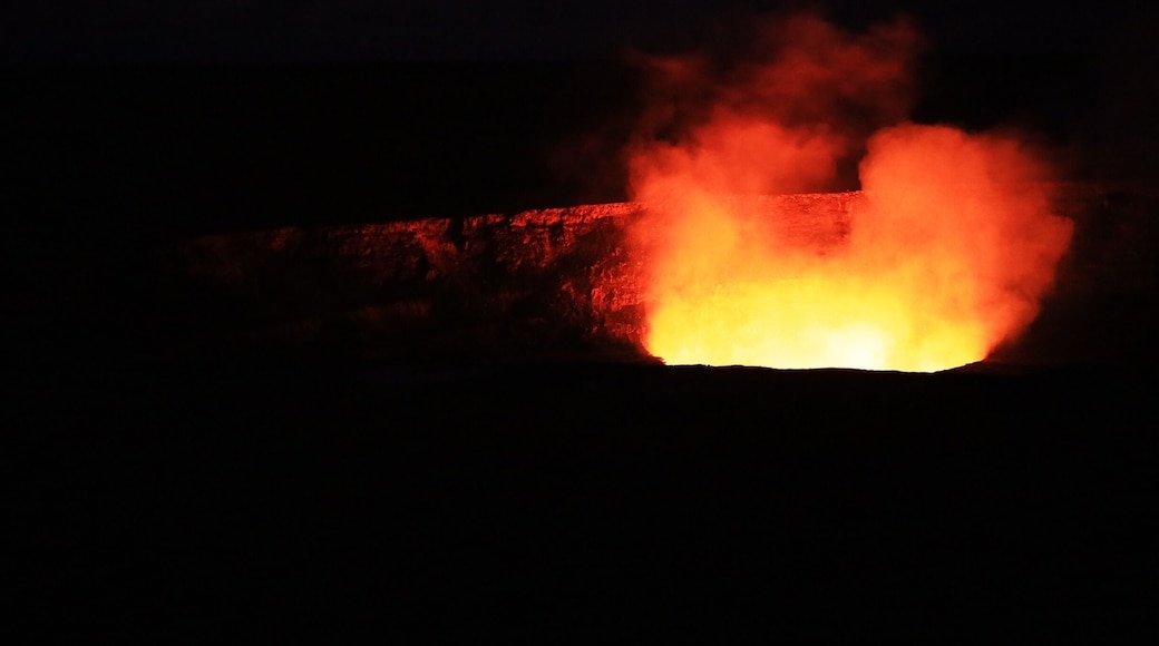 #bestof5
Halemaʻumaʻu Crater is a pit crater located within the much larger summit caldera of Kīlauea in Hawaii Volcanoes National Park.
The crater is currently active, containing a lava lake. On April 24, 2015 molten lava in the vent, known as the Overlook Crater, became directly visible for the first time from the Jaggar Museum overlook at the Hawaiian Volcano Observatory when the lava rose to an all-time high level since the Overlook Crater first opened. A few days later, on April 29, the lava started spilling over the rim of the Overlook Crater and onto the floor of Halemaʻumaʻu Crater. The lava lake is not accessible to see but on a clear night you can easily see the LAVA glow and it's beautiful! I was spell bound in fact! If you are lucky you can see the lava glow AND the stars!!! You need a clear sky, no rain, and loafs of patience. Please go ready with warm clothes and preferably ear muffs as it gets windy. The best part is that is very easily accessible by car and close to the parking lot.