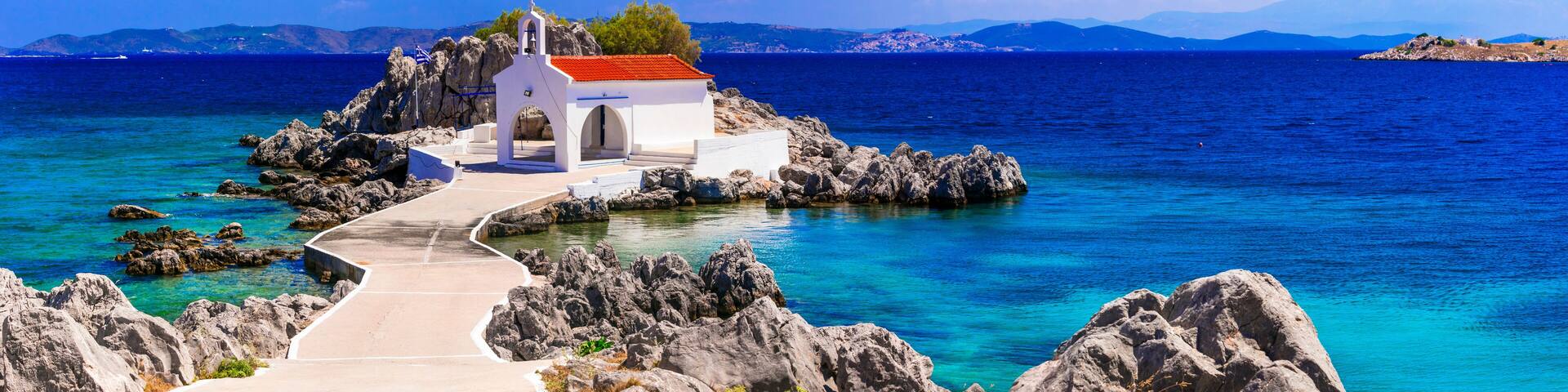 Authentic traditional Greek islands- unspoiled Chios, little church Agios Isidoros