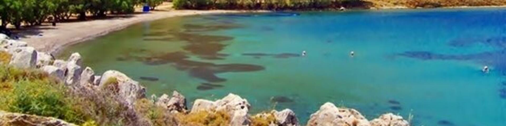 One of the nicest beaches on the island, still under discovery by the visitors. Crystal waters inviting you to dive, quiet and beautiful seaside views.