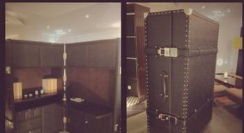 Before / after portable home office with croc leather. Exquisite!